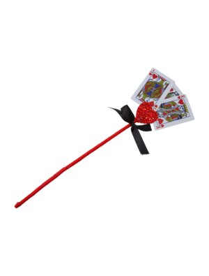 Kostümzubehör Stab mit Spielkarten rot