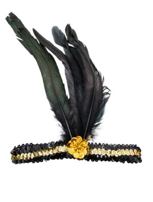 Kostümzubehör Stirnband Charleston gold/schwarz