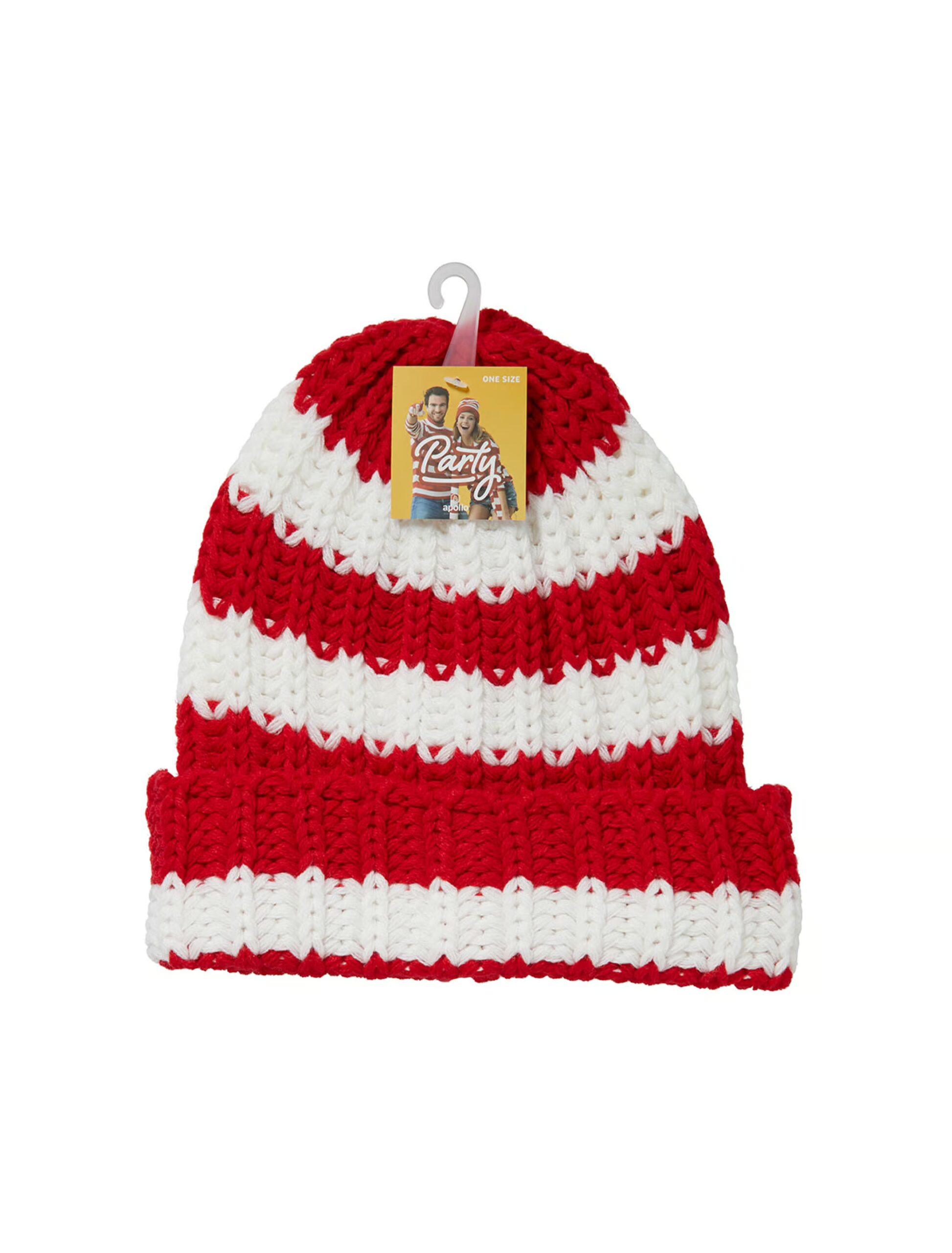 Kostümzubehör Strickmütze rot/weiß one size 1 Kostümzubehör Strickmütze rot/weiß one size