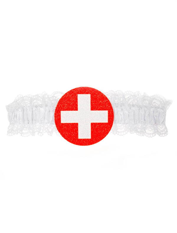 Kostümzubehör Strumpfband Krankenschwester mit Kreuz Farbe: rot/weiß