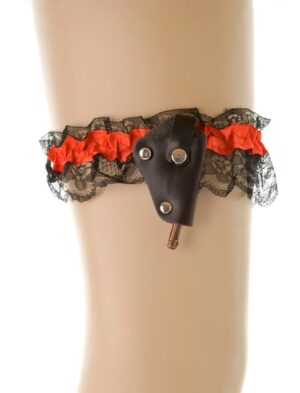Kostümzubehör Strumpfband mit Pistole Mini Farbe: rot/schwarz