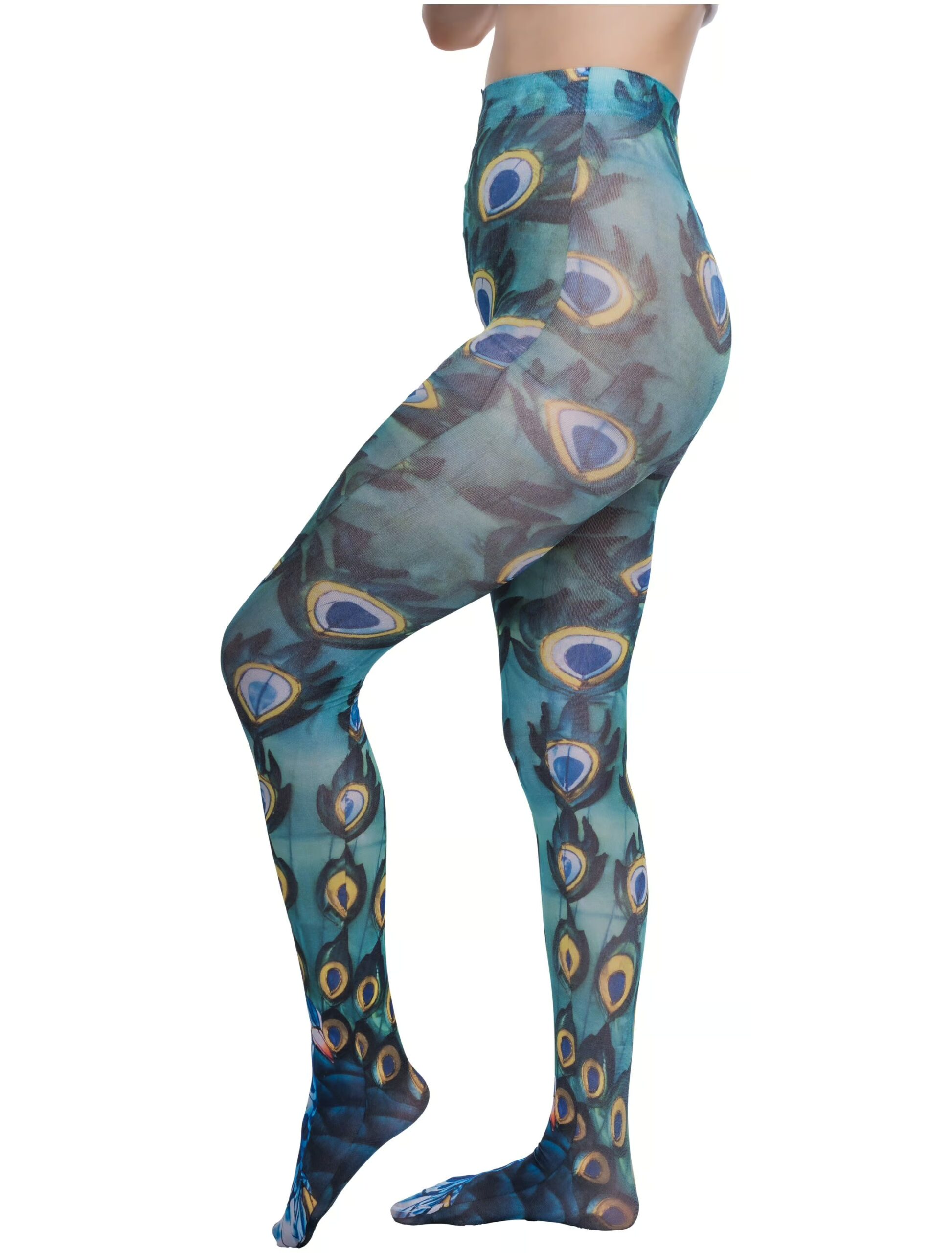 Kostümzubehör Strumpfhose Pfau Animal print blau/grün one size