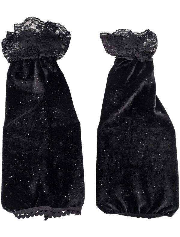 Kostümzubehör Stulpen mit Spitze schwarz Glitzer