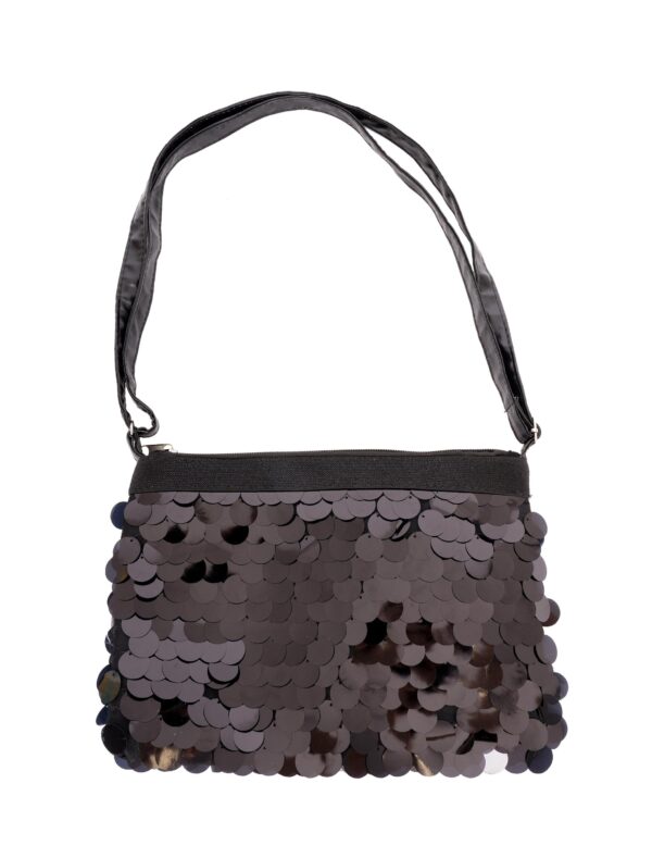 Kostümzubehör Tasche mit großen Pailletten schwarz