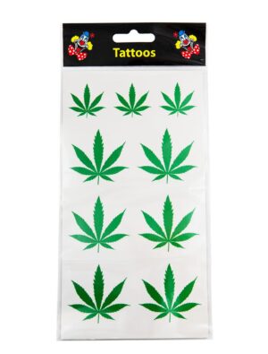 Kostümzubehör Tattoo Cannabis grün