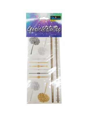 Kostümzubehör Tattoo Pusteblumen Metallic gold/silber