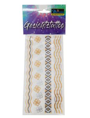 Kostümzubehör Tattoo Wellenmuster Metallic gold/silber