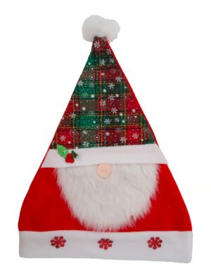 Kostümzubehör Weihnachtsmütze Santa mit Bart rot/weiß