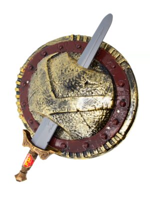 Kostümzubehör Wikingerschwert mit Schild 67cm braun/gold