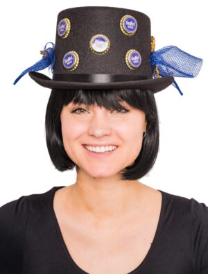 Kostümzubehör Zylinder Gaffel Kronkorken Farbe: schwarz