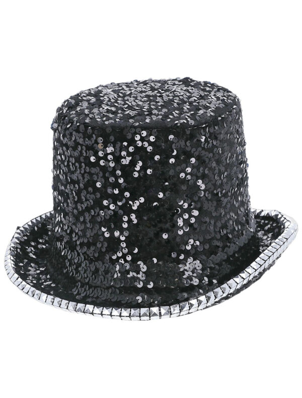 Kostümzubehör Zylinder Pailletten deluxe schwarz one size
