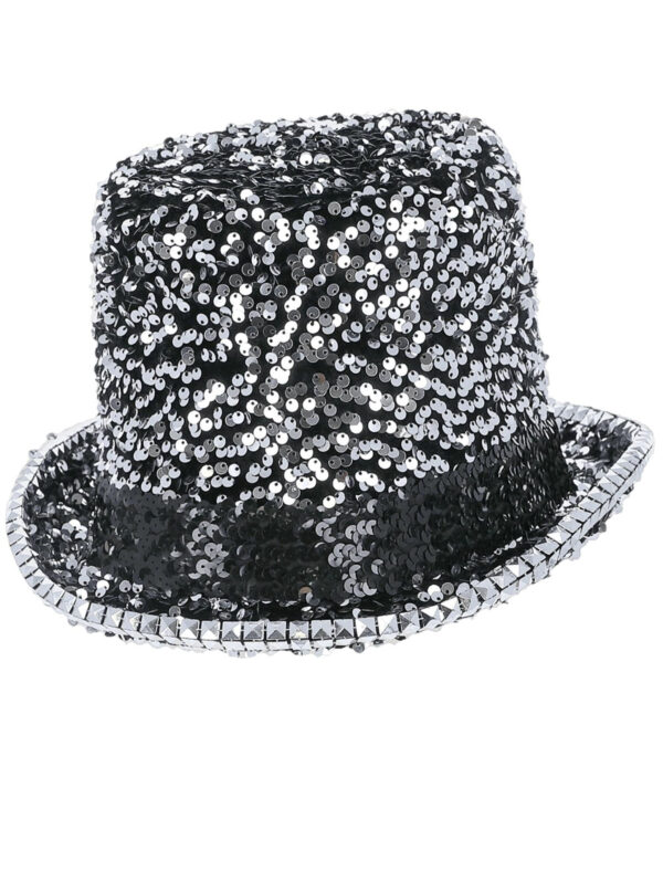 Kostümzubehör Zylinder Pailletten deluxe silber one size