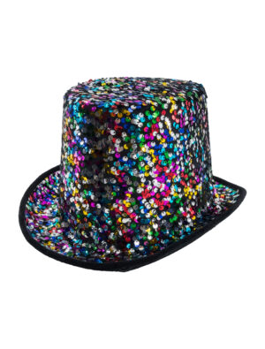 Kostümzubehör Zylinder Pailletten rainbow one size