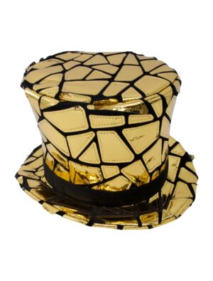 Kostümzubehör Zylinder Spiegelmosaik schwarz/gold 60