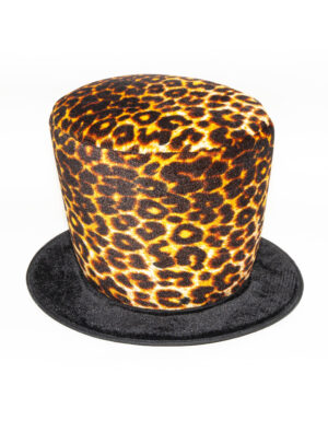 Kostümzubehör Zylinder hoch Leopard Farbe: schwarz/braun