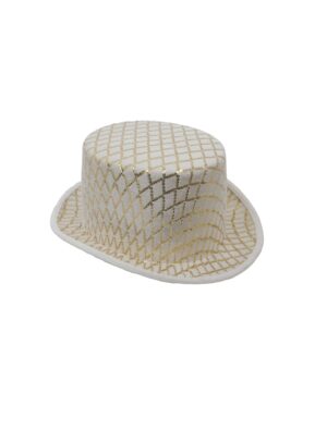 Kostümzubehör Zylinder mit Paillettenmuster weiß/gold one size