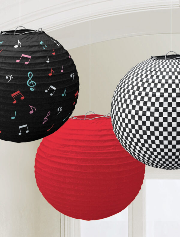 Lampions Classic 50er 3 Stk. Farbe: schwarz/weiß/rot
