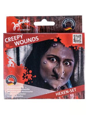 Latexwunde Hexen-Set beige/rot