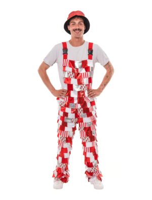 Latzhose Lappen de luxe rot/weiß 50