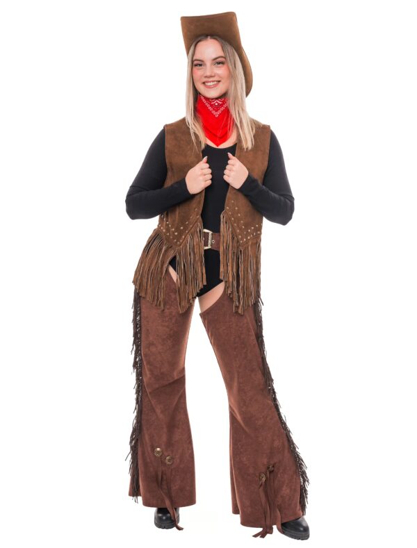 Lederweste mit Fransen Damen braun S/M