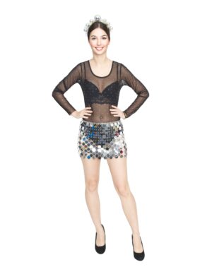 Minirock Festival mit Pailletten Damen silber one size