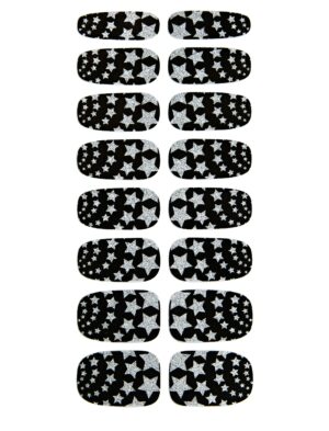 Nagelsticker Sterne Schminke für Karneval & Fasching Farbe: schwarz/silber