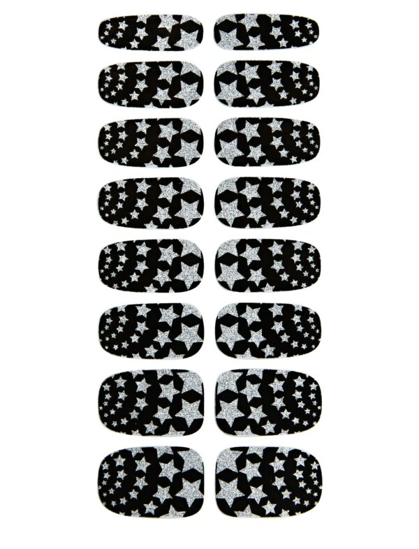 Nagelsticker Sterne Schminke für Karneval & Fasching Farbe: schwarz/silber