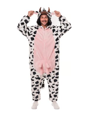 Overall Plüsch Kuh schwarz/weiß 50/52