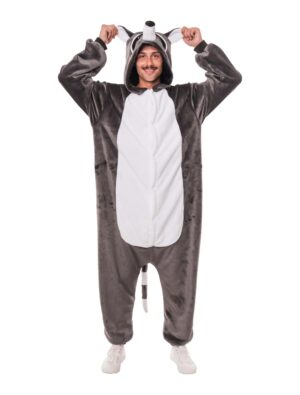 Overall Plüsch Waschbär schwarz/weiß 50/52