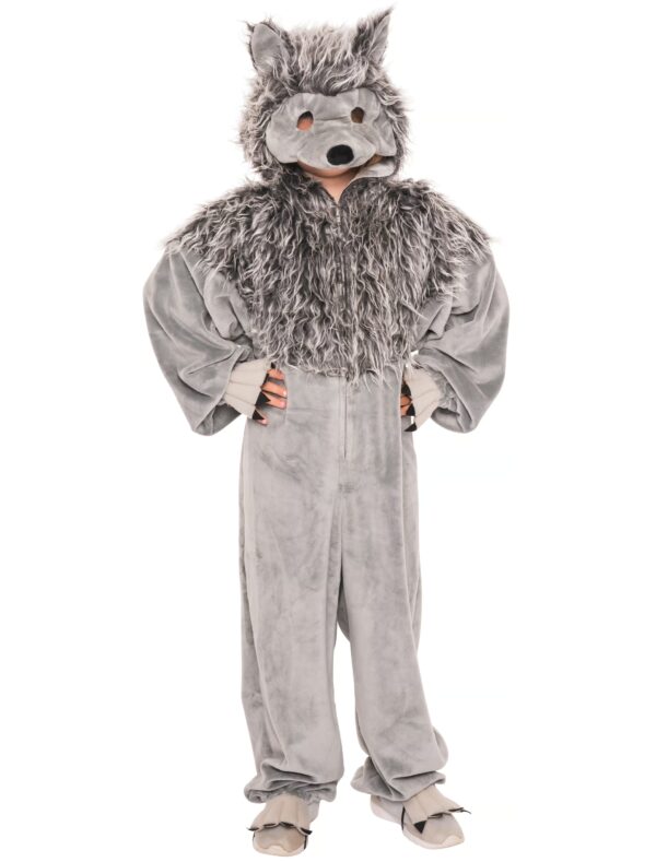 Overall Plüsch Wolf mit Maske Damen grau 34-36