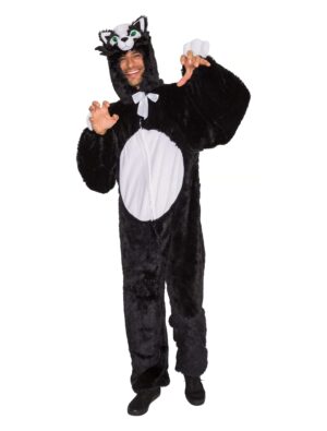 Plüsch Overall Katze Herren schwarz 50