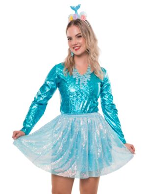 Rock Pailletten Damen türkis one size