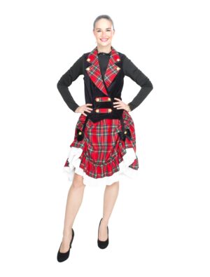 Samtweste Schottenkaro Damen schwarz/rot S/M