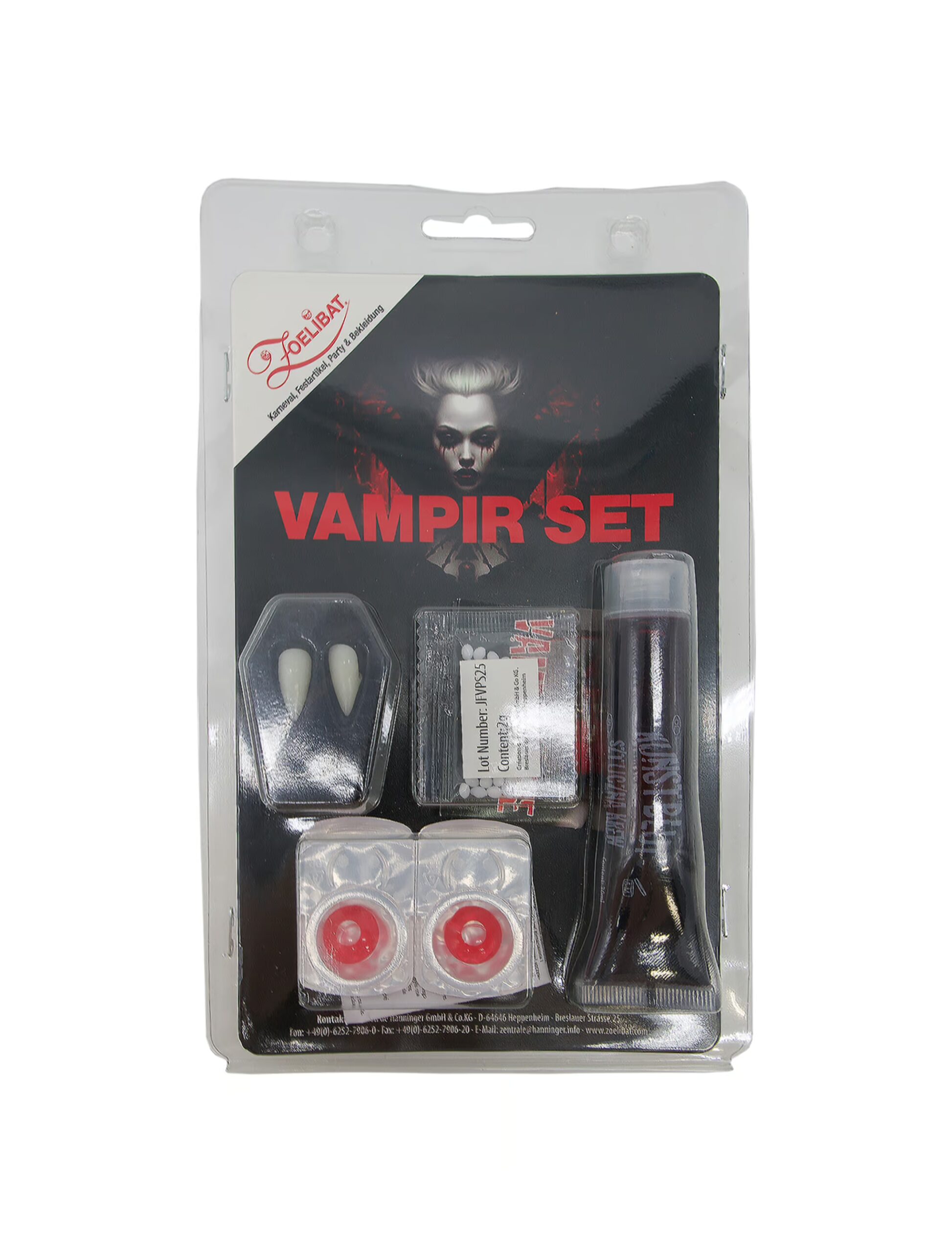 Schmink-Set Vampir 4-tlg. rot Schminke für Karneval & Fasching