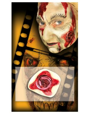Silikon Wunde Austrittswunde Schminke für Karneval & Fasching Farbe: rot