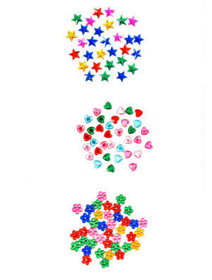 Strasssteine Stern/Herz/Blume bunt 105 Stk. Schminke für Karneval & Fasching Farbe: mehrfarbig