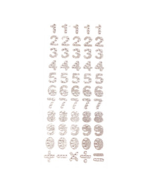 Strasssticker 0-9 55 Stk. silber Schminke für Karneval & Fasching