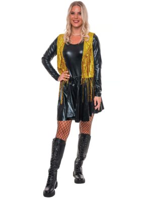 Weste mit Paillettenfransen gold S/M