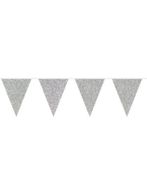 Wimpelkette Glitter silber 6m