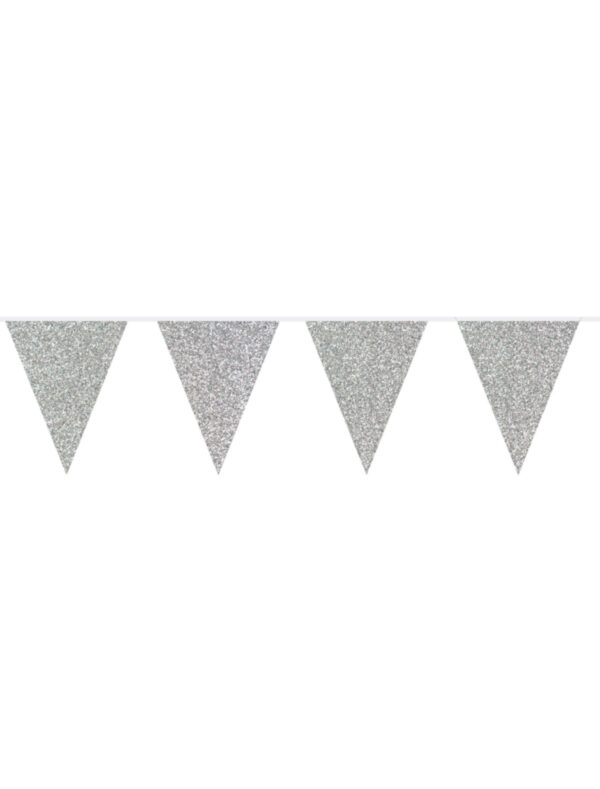 Wimpelkette Glitter silber 6m