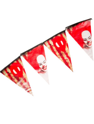 Wimpelkette Horror-Clown 6m Farbe: rot/weiß