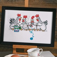 Stickbild "Hühnergespräch"