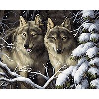 Malen nach Zahlen auf Leinwand "Wölfe im Wald"