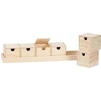 Sortierboxen mit Tablett aus Holz