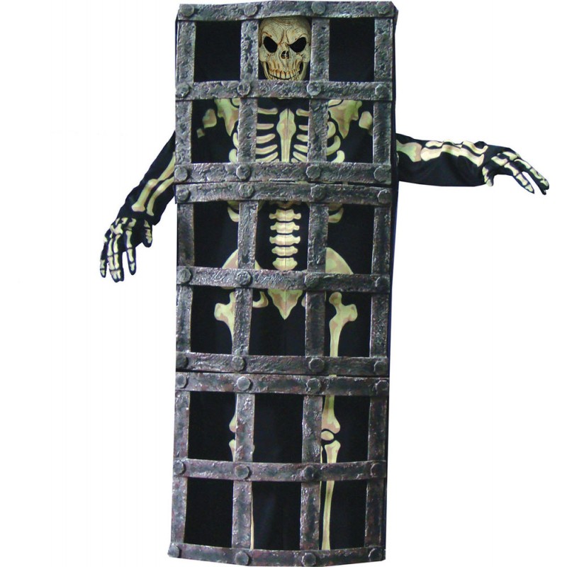 skelett in kaefig halloween