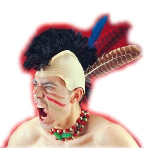 Irokesen Perücke Mohawk mit Federn   Punk Perücken