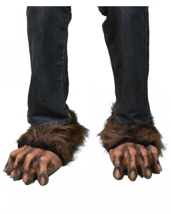 Braune Werwolf Füße mit Kunstfell für Fasching