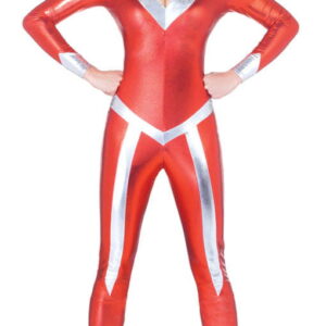 Glitzernder Space Catsuit rot 80er Jahre Kostüm XL