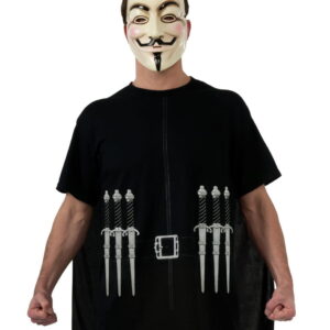 V wie Vendetta T-Shirt mit Cape & Guy Fawkes Maske   V For Vendetta