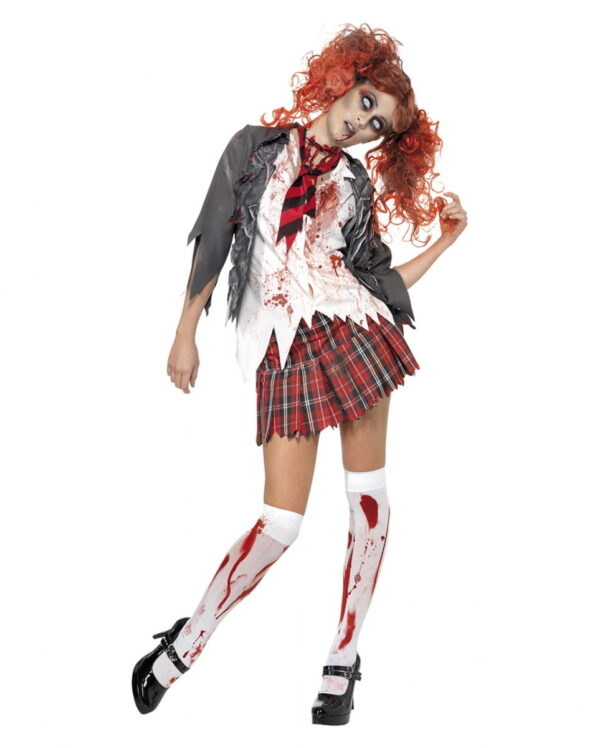 Zombie Schoolgirl Kostüm   Zombie Schuluniform für Mädchen L 44-46